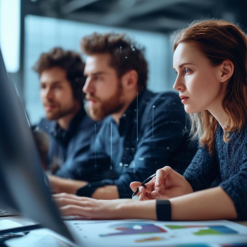 An image of a team of IT professionals working together to stay ahead of evolving cyber threats using Guardian Security Insights tools and technology